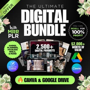Mais de 2.500 produtos digitais prontos para você, PLR MRR, pacote de revenda, guia de marketing de renda passiva, e-book, planejadores digitais, direitos de revenda mestres, DFY