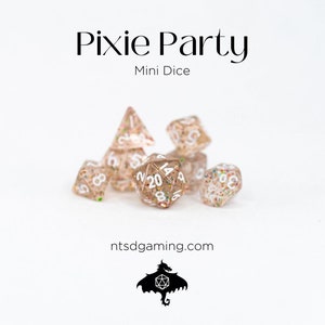 Pixie Party | 7 Piece Mini Acrylic Polyhedral Dice Set | RPG | D&D Dice