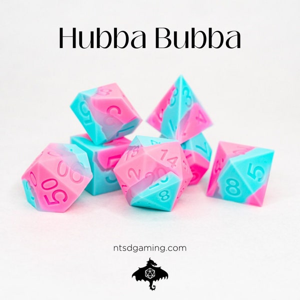 Hubba Bubba | 7 Piece Soft Silicone Dice Set | RPG | D&D Dice