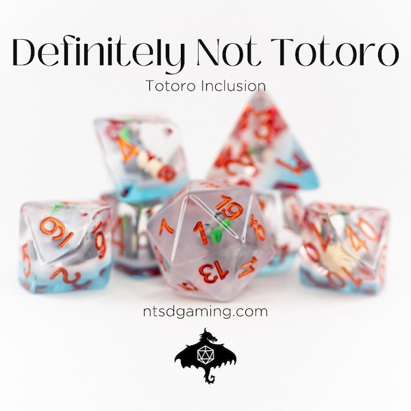 Definitely Not Totoro | 7 Piece Acrylic Dice Set | RPG | D&D Dice