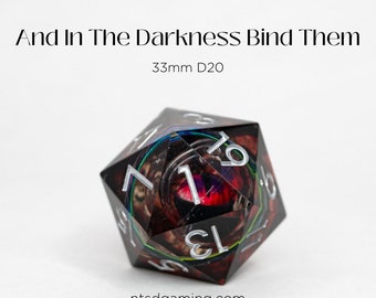 En bind ze in de duisternis | Ringopname met toeziend oog | 33MM scherpe rand D20 | D&D dobbelstenen | RPG