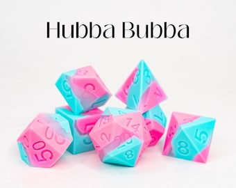 Hubba Bubba | 7-teiliges Würfelset aus weichem Silikon | Rollenspiel | D&D-Würfel