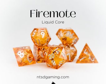 Firemote | 7 Piece Liquid Core Polyhedral Dice Set | RPG | D&D Dice