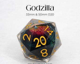 Godzilla / Núcleo líquido con ojo flotante / Núcleo líquido 33MM D20 / Dados D&D / RPG