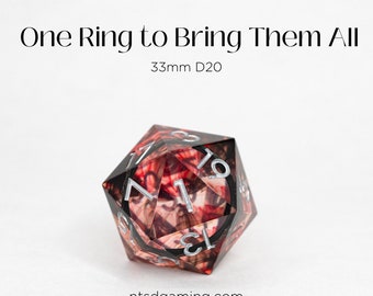 Un anillo para traerlos a todos / Inclusión de anillo negro / 33MM Sharp Edge D20 / Dados D&D / RPG