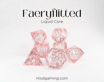 Faeryflitted / Set di dadi poliedrici con nucleo liquido da 7 pezzi / Dadi RPG / D&D