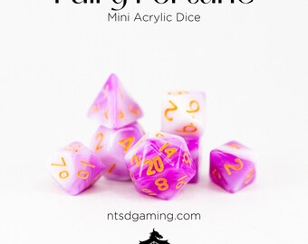 Fairy Fortune / Mini juego de dados poliédricos acrílicos de 7 piezas / RPG / D&D Dice