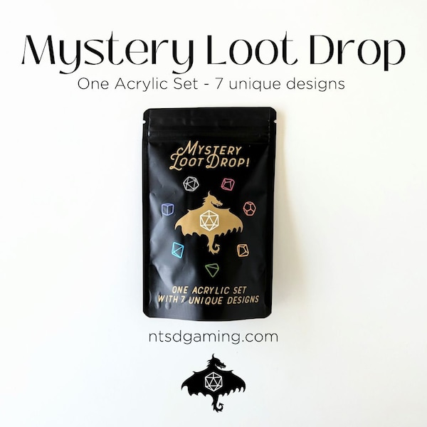 Mystery Loot Drop | One Full Acrylic Set - Each Dice With A Unique Design  | 7 Piece Acrylic Polyhedral Dice Set | RPG | D&D