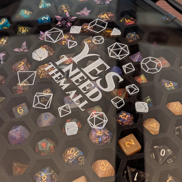 Yes I Need Them All | Chest of Hoarding | 26 Set Capacity | Plexi Glass Dice Display Case