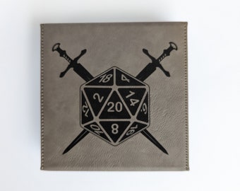 D20 Swords  - D&D - Vegan Leather Dice Box