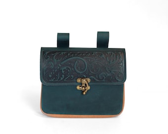 JZW | Leather Bag | LG | Dark Teal and Tan