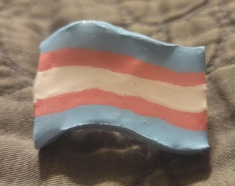 Mini Trans Flag Clay Pin