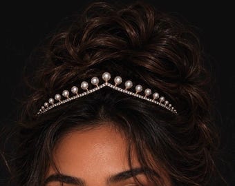 Vintage Pearl & Crystal Bridal Tiara Headband