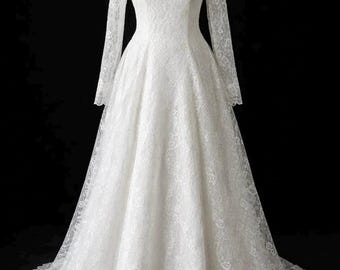 Vestido de novia estilo catedral de los años 60 / Vestido de novia vintage de mediados de siglo, único en su clase