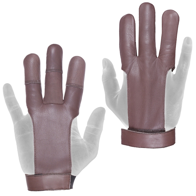 Handmade Leather Archery Gloves, 3 Finger Glove & Bow Glove,