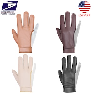 DKZ  Leather Archery 4 Finger Right hand Glove with Black,Brown,Darkbrown,Beige(Right Hand Archers)