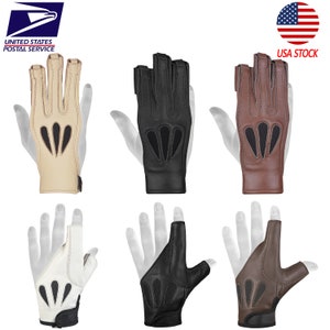 DKZ  Leather American Archery 3 Finger Right hand and American Archery Bow Glove left hand with Black,Darkbrown,Beige