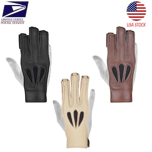 DKZ  Leather American Archery 3 Finger Right hand with Black,Darkbrown,Beige