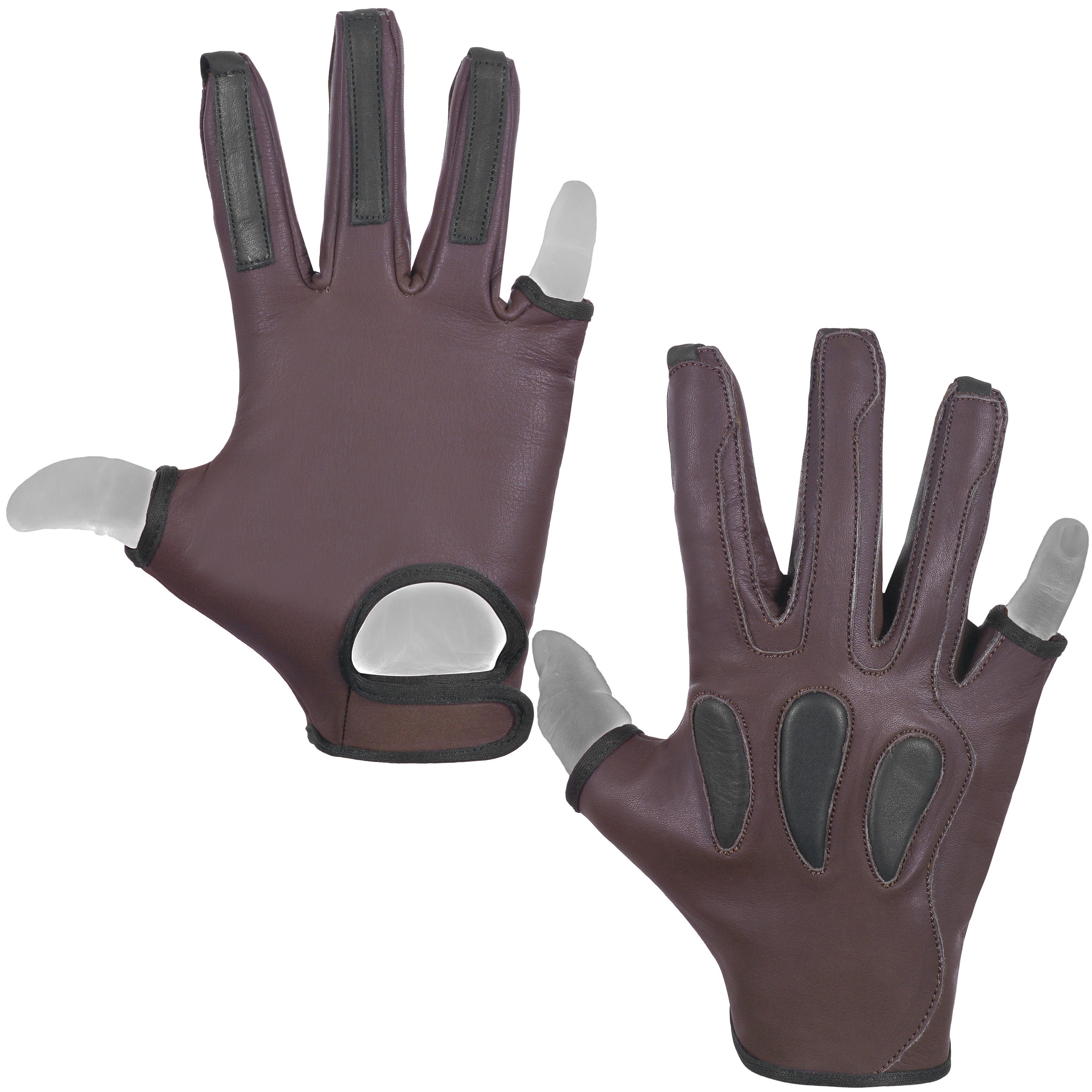 S.UK Italian Style 3-Finger Leather Archery Glove - Right Hand, Black - Premium Men's Shooting Glove For Hunting