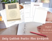 Daily Gratitude Practice Mini Workbook, Gratitude Worksheet Printables, Gratitude Jar, Gratitude Journal Prompt, Daily Gratitude Worksheet