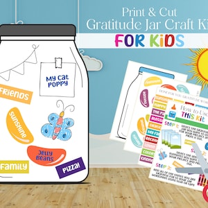 Gratitude Jar Craft Kit for Kids, Gratitude Jar afdrukbaar voor kinderen, Gratitude Jar, Gratitude Craft, Gratitude afdrukbaar, knutselproject voor kinderen
