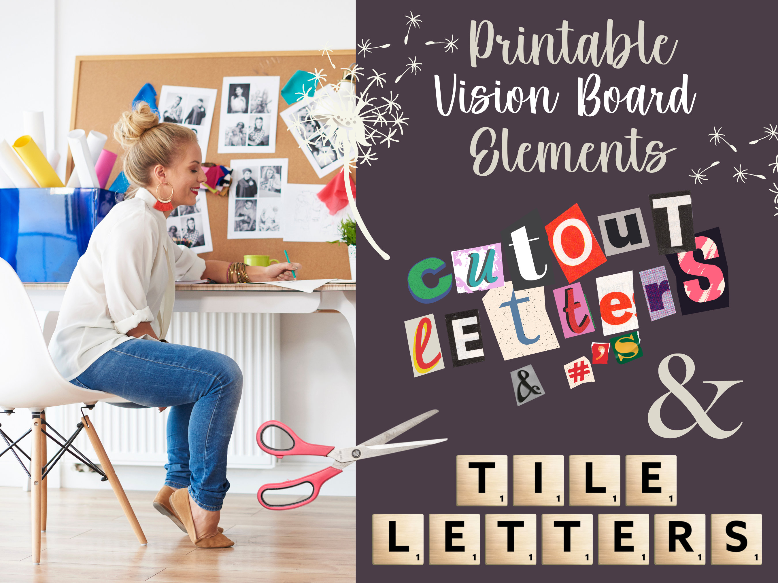 Visual Board Lettering Printable Vision Board Elements, Print and Cut Magazine Cutout Letters ...