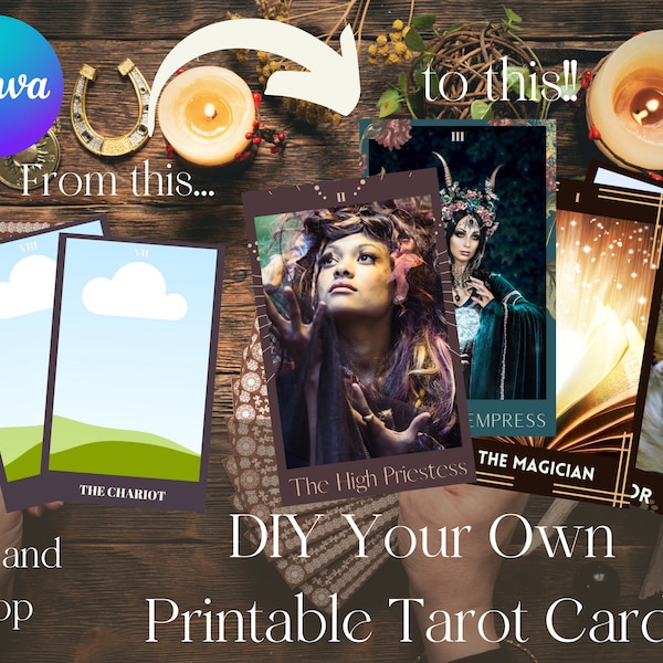 DIY Printable Tarot Cards, Create and Print Your Own Tarot Cards Canva Template, 78 Tarot Card Templates, Labeled and Traditionally Numbered