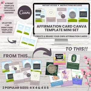 Tarjetas de Afirmaciones Imprimibles DIY: Crea e Imprime tu Propia Plantilla Canva de Tarjetas de Afirmaciones, Flash, Oráculo, Notas o Citas. Acceso Instantáneo.