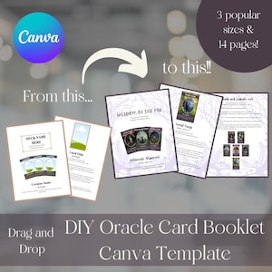 DIY Printable Oracle Card Booklet, Oracle Card Book Canva Template, Create a Printable Booklet to Include with your Custom Oracle Cards