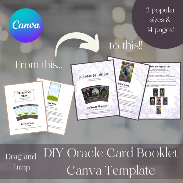 DIY Printable Oracle Card Booklet, Oracle Card Book Canva Template, Create a Printable Booklet to Include with your Custom Oracle Cards