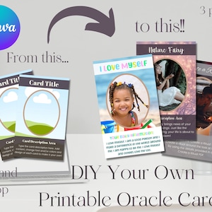 DIY-afdrukbare orakelkaarten, maak en print je eigen orakelkaarten, aangepaste bevestigingskaarten, afdrukbare orakelkaarten, canva-sjabloon