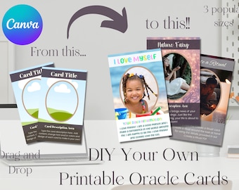DIY Oracle Card Template: Custom Affirmation Cards, Canva Design (Printable)