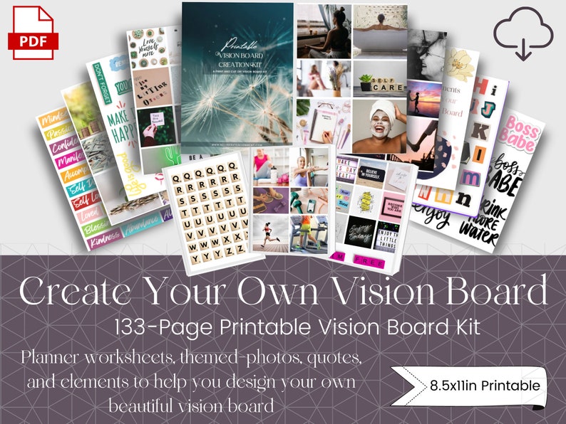Printable Vision Board Creation Kit Download Cut and Print - Etsy UK
