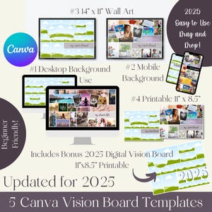Canva Vision Board Template: Editable Digital Collage (Multiple Sizes)