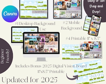 Canva Vision Board Template: Editable Digital Collage (Multiple Sizes)