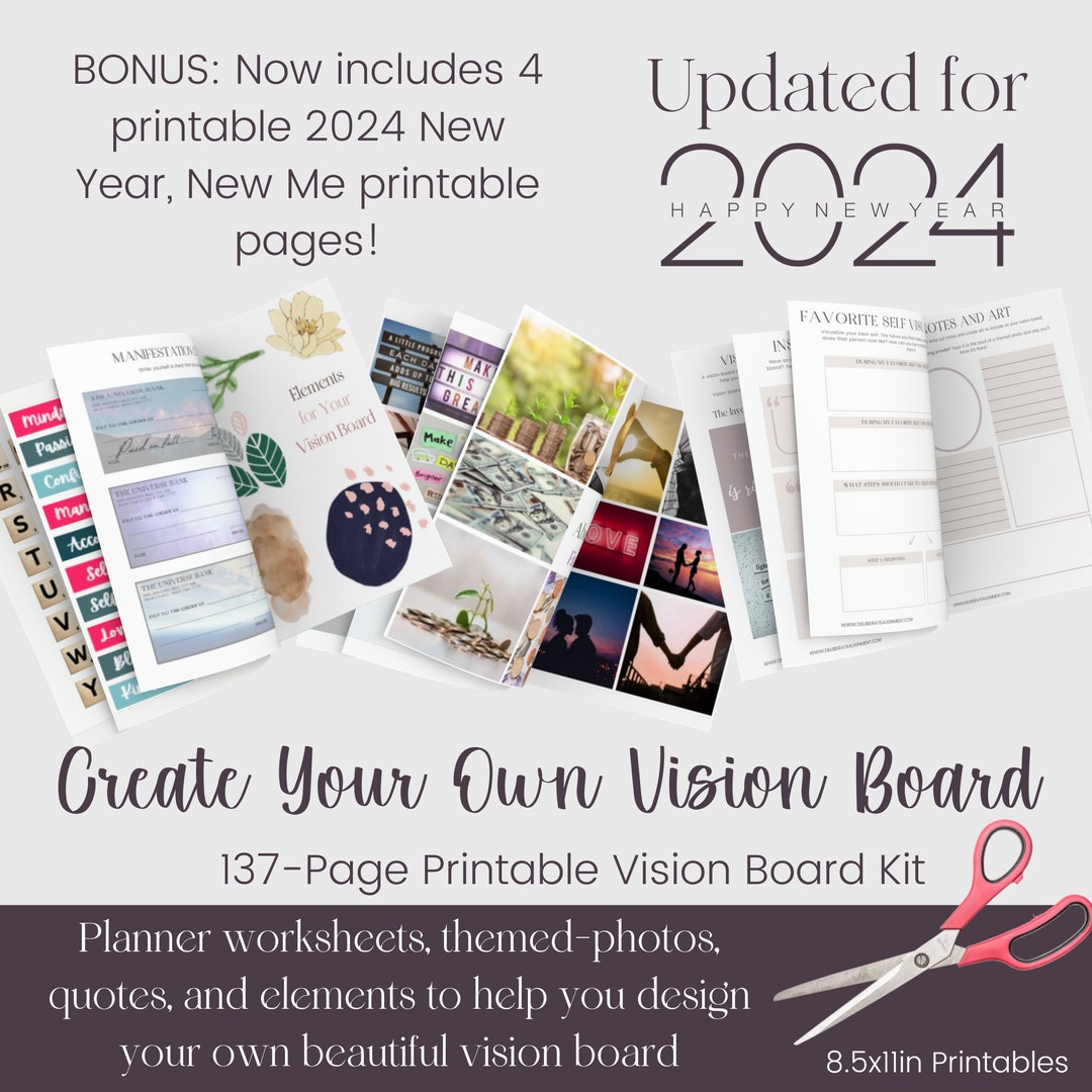Printable Vision Board Kit, Download, Cut, and Print Elements for Your ...
