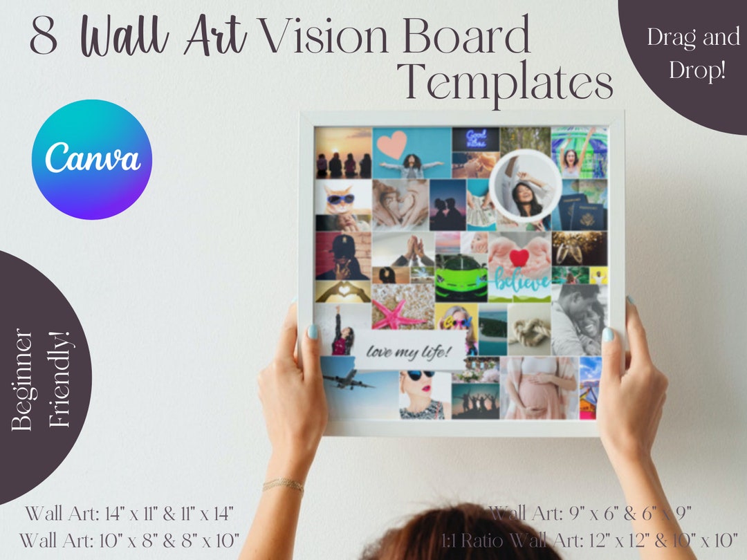 Printable Vision Board Template Canva Digital Vision Board - Etsy UK
