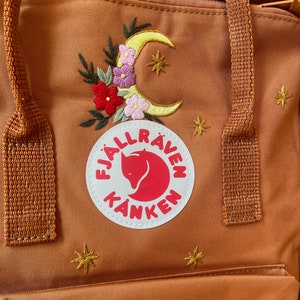 Kanken Backpack Embroidered with Moon And Flower/ Custom Kanken Embroidery on Fjallraven Backpack