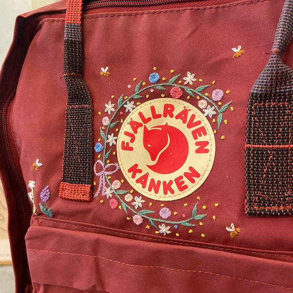 Embroidered Kanken Backpack/ Fjallraven Kanken Embroidery Backpack/ Fjallraven kanken embroidered flowers/ fjallraven kanken backpack