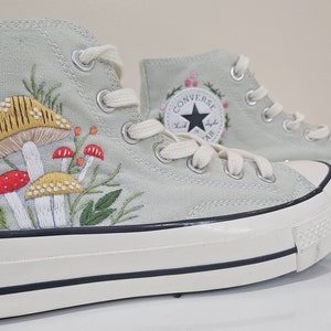 Custom Natural and Mushroom Embroidered Converse Shoes/ Mushrooms Embroidered Converse Custom ...