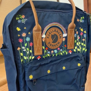 Flowers And Tree Embroidered Kanken Backpack/ Fjallraven Kanken Embroidery Backpack/ Fjallraven kanken embroidered flowers