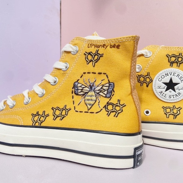 Bee Custom Converse Chuck Taylor Embroidered/ Mushroom And Flower, Fox  Embroidered Converse/ Fall Vibes Embroidered Sneakers/ Bee Gift