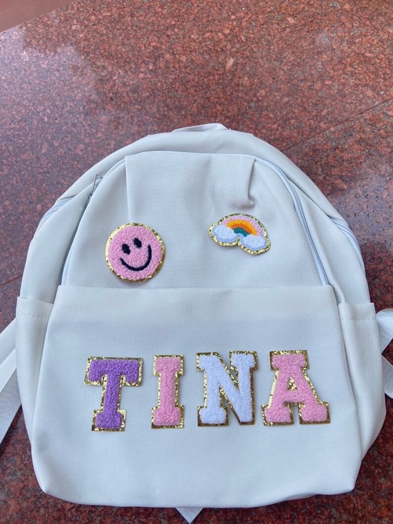 Custom Backpack Personalized Backpack Customizable Backpack Chenille Patch Backpack Kid Backpack Back to school image 4