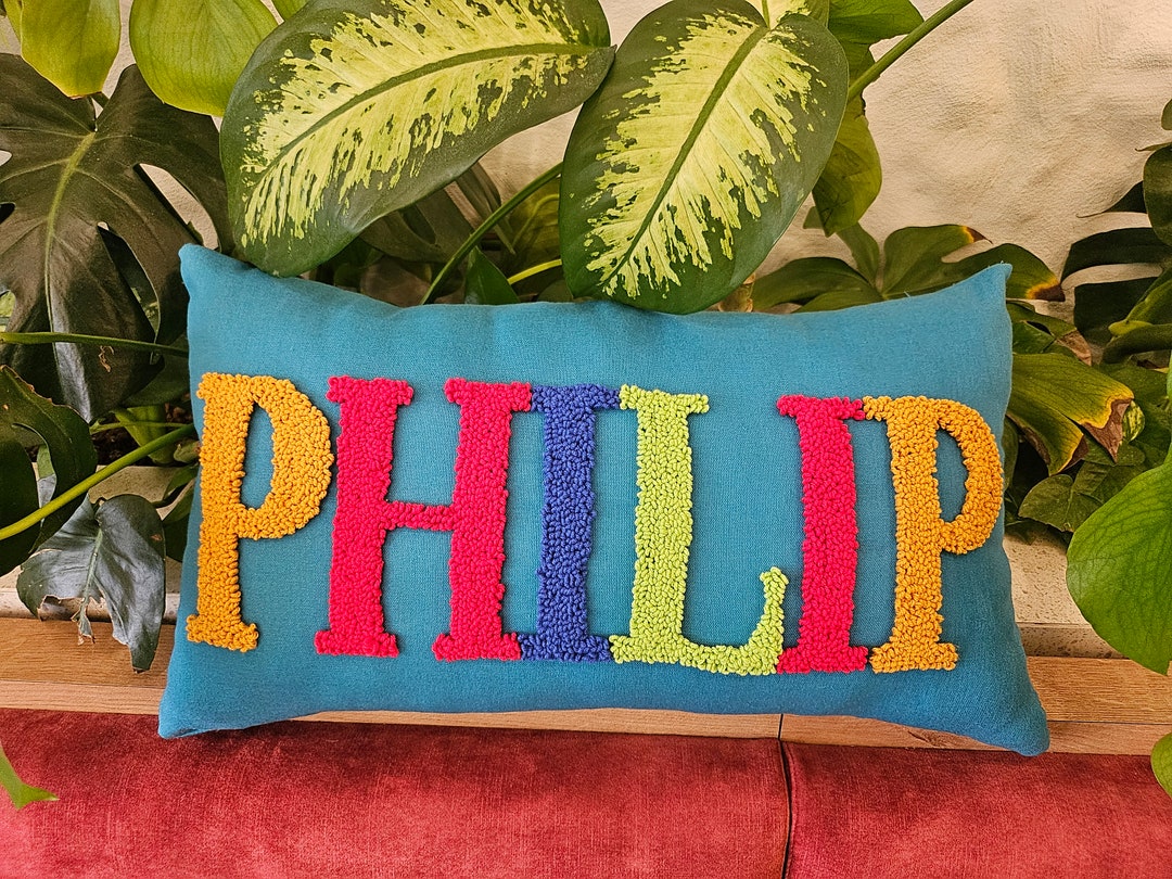 Personalized Name Pillow, Custom Pillow, Nursery Pillow, Baby Room Pillow, Elephant Baloon Baby Shower Gift, Custom Name Nursery Pillow