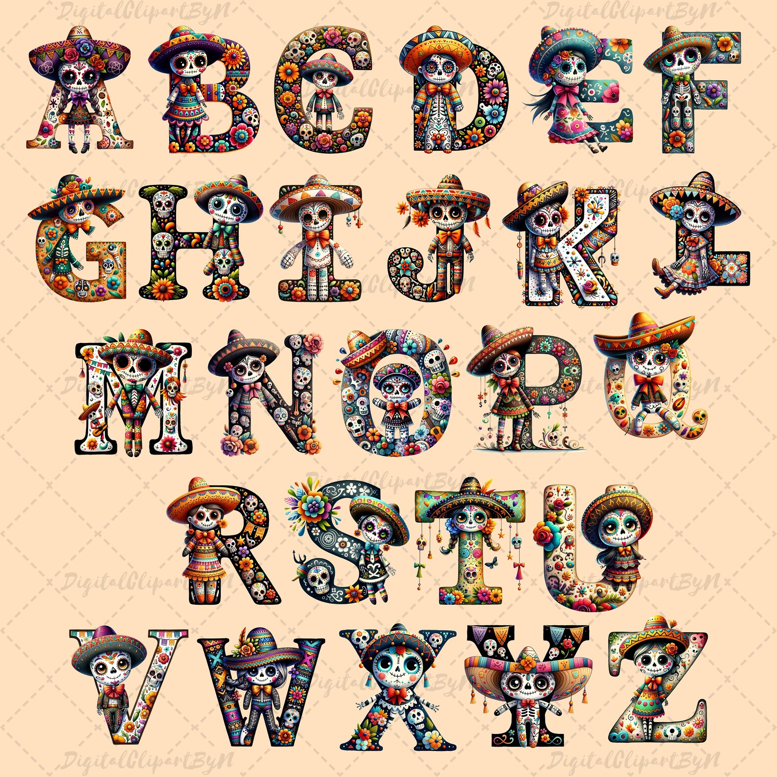 Voodoo Doll Alphabet A-Z Number 0-9 , Halloween Letter, Evil Nursery ...