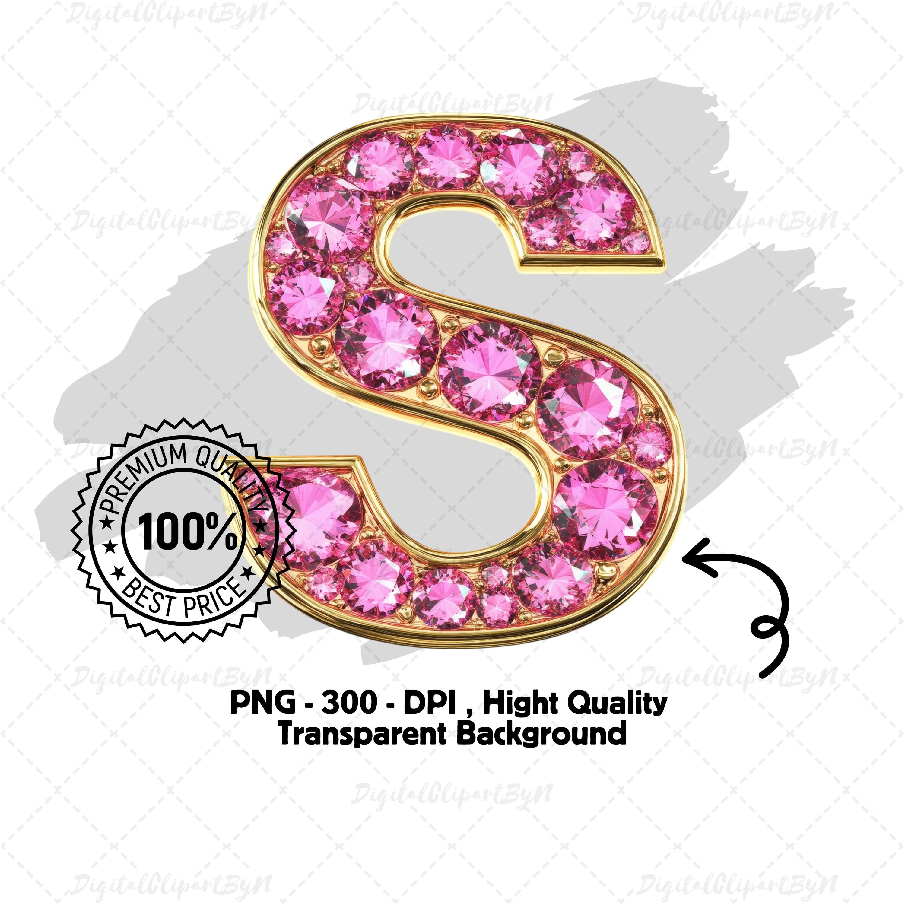 Pink Diamond Alphabet & Numbers Clipart – Luxury Gold Crystal Letters ...