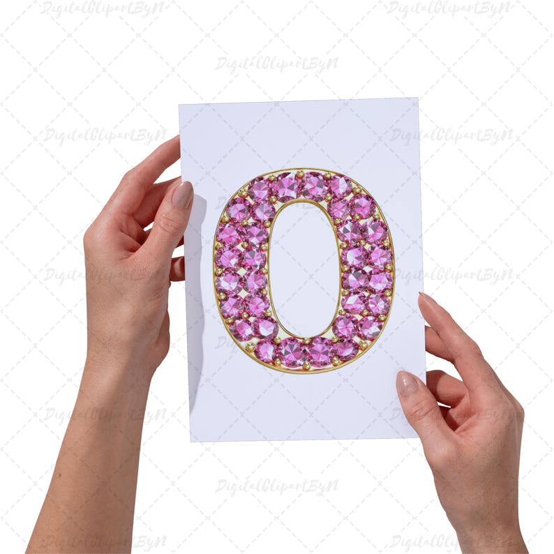 Pink Diamond Alphabet & Numbers Clipart – Luxury Gold Crystal Letters ...