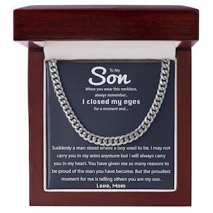 Colar com corrente cubana para meu filho, presente de aniversário, colar masculino, presente para filho, joias para ele, colar para filho, cartão com mensagem personalizado