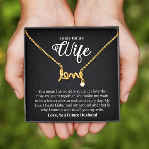 Para minha futura esposa colar de amor com roteiro, colar para ela, presente de colar, joias para mulheres, colar feminino, cartão de mensagem personalizado