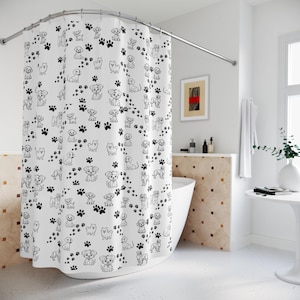 Entzückender Hundemuster Duschvorhang, niedliches Badezimmerdekor, Haustier-Liebhaber-Geschenk, Hunde-Themed Wohnaccessoire, Welpen-Duschvorhang